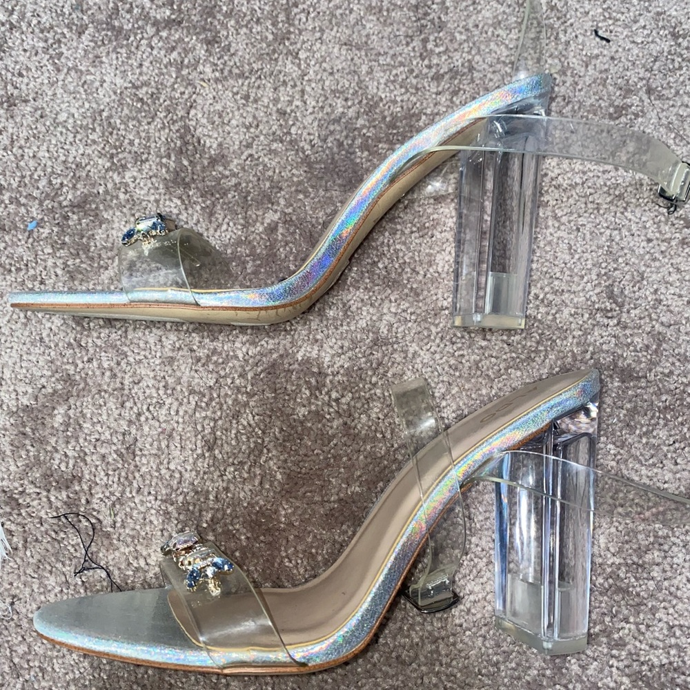 Aldo clear jeweled heels